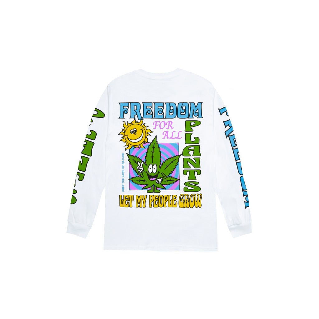 Back view of Made in Paradise World Drug Trade Collection "PLANT LIFE" white long sleeve t-shirt
